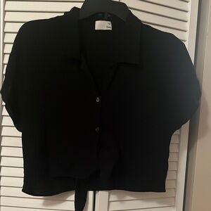 Black Button-Up Women's Top